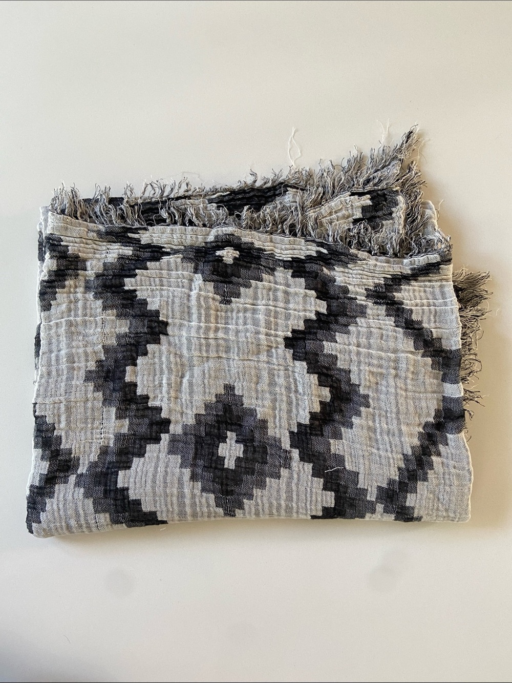 Aritzia Black & White Geometric Cotton Scarf